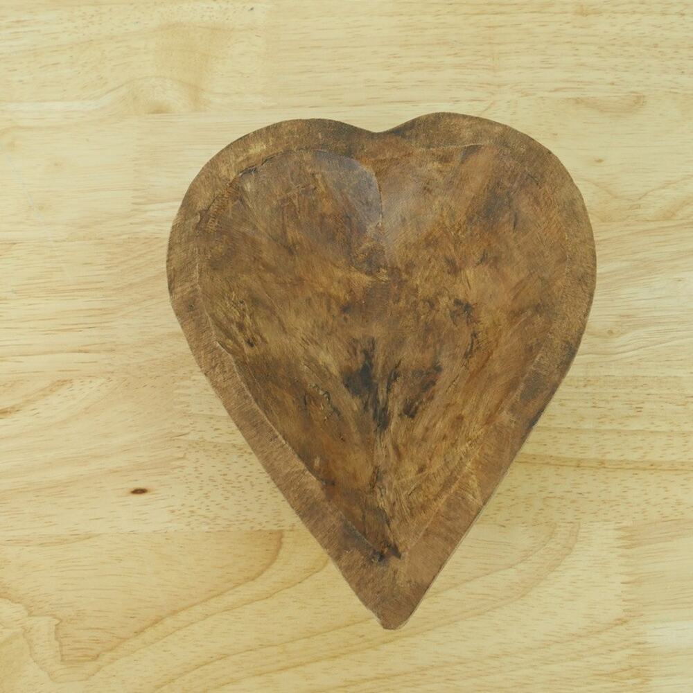 Hand Carved Wood Heart Trinket Dish Bowl Witchy Whimsigoth Woodland Fairy Decor